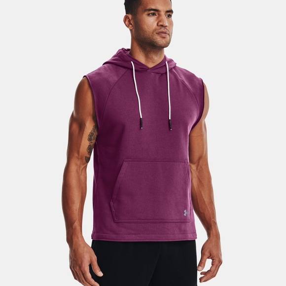 NWT Under Armor Men's Terry Sleeveless Hoodie in Purple Size Medium - Picture 1 of 9
